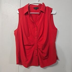 Modern Works Sleeveless Red Button Down Blouse!